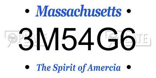 3M54G6 Massachusetts License Plate