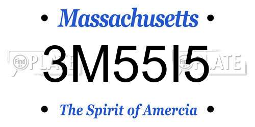 3M55I5 Massachusetts License Plate