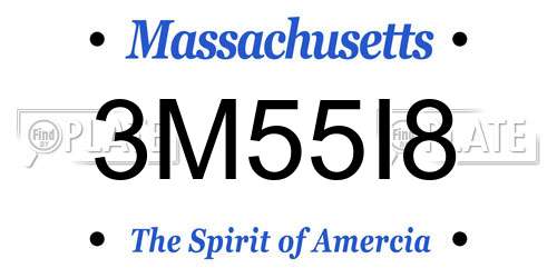 3M55I8 Massachusetts License Plate