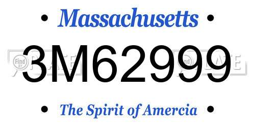 3M62999 Massachusetts License Plate