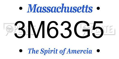 3M63G5 Massachusetts License Plate