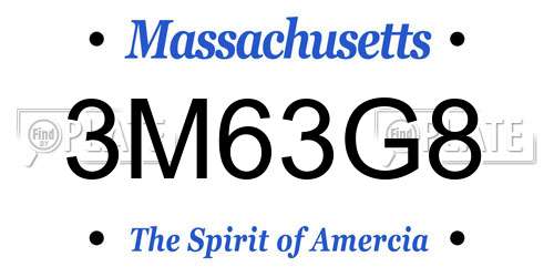 3M63G8 Massachusetts License Plate