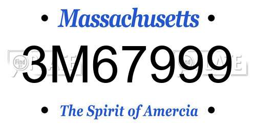 3M67999 Massachusetts License Plate