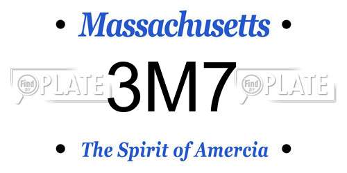 3M7 Massachusetts License Plate