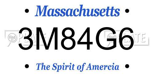 3M84G6 Massachusetts License Plate