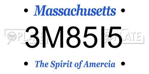 3M85I5 Massachusetts License Plate