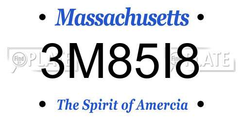 3M85I8 Massachusetts License Plate