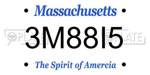 3M88I5 Massachusetts License Plate