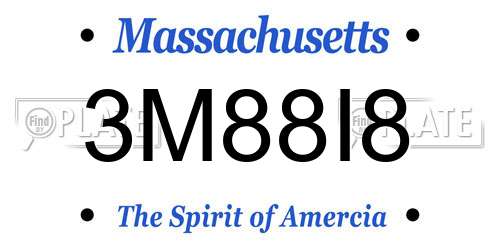 3M88I8 Massachusetts License Plate