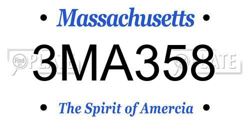 3MA358 Massachusetts License Plate