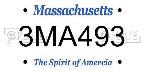 3MA493 Massachusetts License Plate