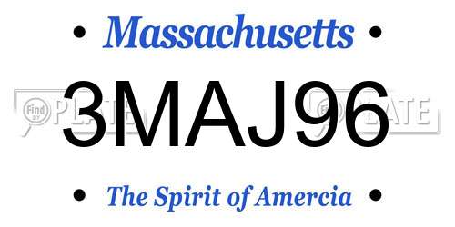 3MAJ96 Massachusetts License Plate