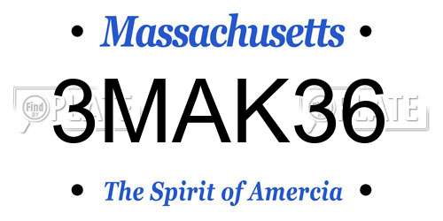 3MAK36 Massachusetts License Plate