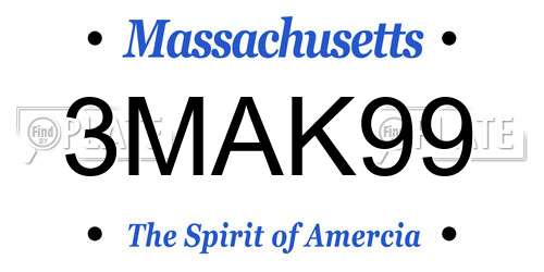 3MAK99 Massachusetts License Plate