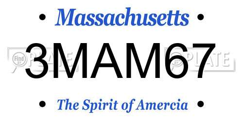 3MAM67 Massachusetts License Plate