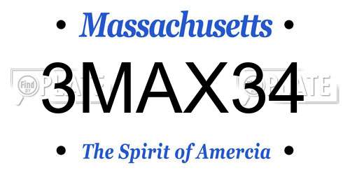 3MAX34 Massachusetts License Plate