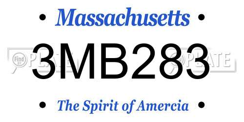 3MB283 Massachusetts License Plate