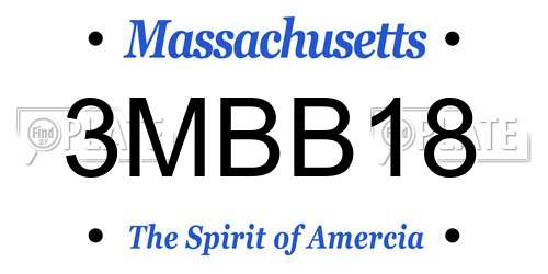 3MBB18 Massachusetts License Plate