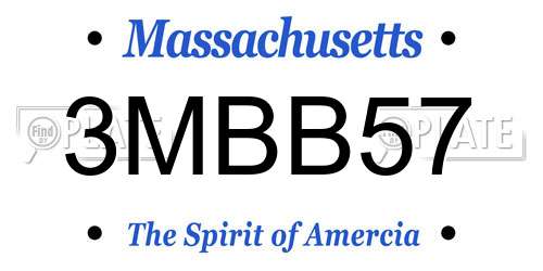 3MBB57 Massachusetts License Plate