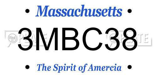 3MBC38 Massachusetts License Plate