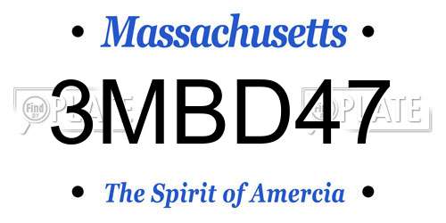 3MBD47 Massachusetts License Plate