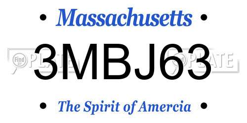 3MBJ63 Massachusetts License Plate