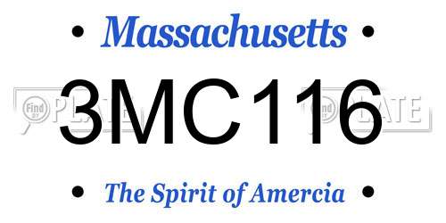 3MC116 Massachusetts License Plate