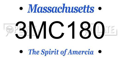 3MC180 Massachusetts License Plate