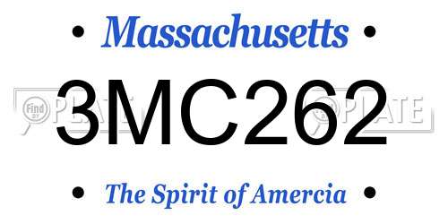 3MC262 Massachusetts License Plate