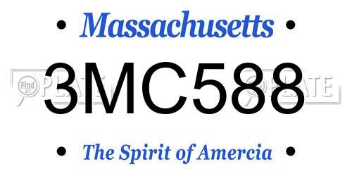 3MC588 Massachusetts License Plate