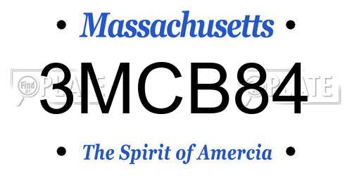 3MCB84 Massachusetts License Plate