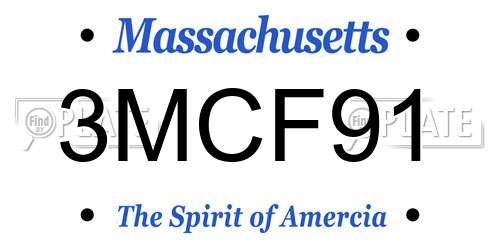 3MCF91 Massachusetts License Plate
