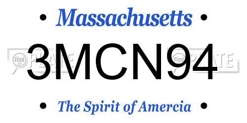 3MCN94 Massachusetts License Plate