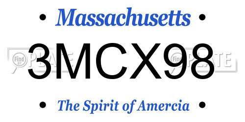 3MCX98 Massachusetts License Plate