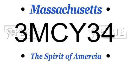 3MCY34 Massachusetts License Plate