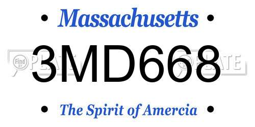 3MD668 Massachusetts License Plate