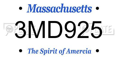 3MD925 Massachusetts License Plate