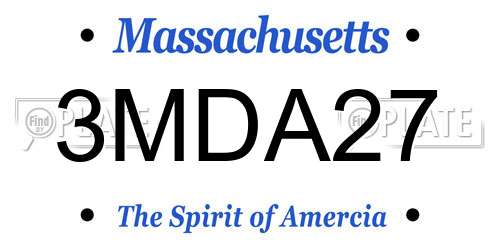 3MDA27 Massachusetts License Plate