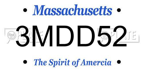 3MDD52 Massachusetts License Plate