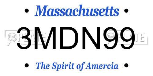 3MDN99 Massachusetts License Plate