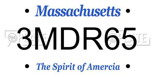 3MDR65 Massachusetts License Plate