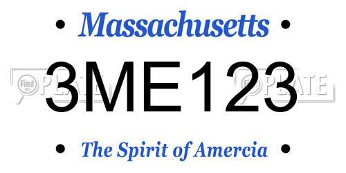 3ME123 Massachusetts License Plate