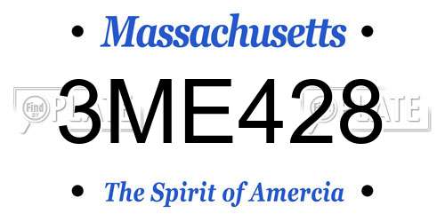 3ME428 Massachusetts License Plate