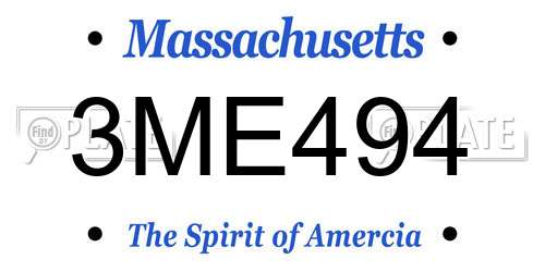 3ME494 Massachusetts License Plate