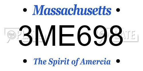 3ME698 Massachusetts License Plate