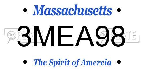 3MEA98 Massachusetts License Plate