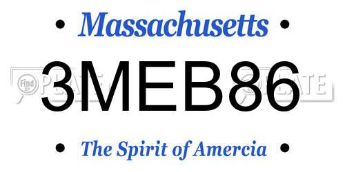 3MEB86 Massachusetts License Plate
