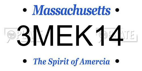 3MEK14 Massachusetts License Plate