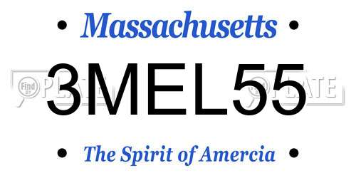 3MEL55 Massachusetts License Plate