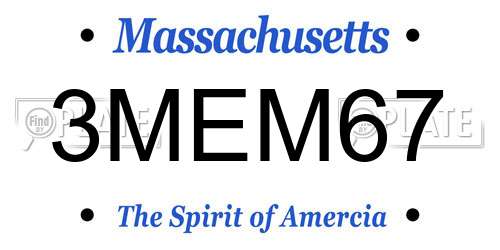 3MEM67 Massachusetts License Plate